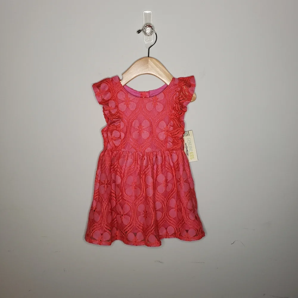 NWT Oshkosh 18 Months Baby Girl Floral Embroidered Lace Ruffled Dress
